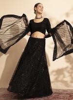 Premium Georgette Black Wedding Wear Sequins Work Ready To Wear Lehenga Choli